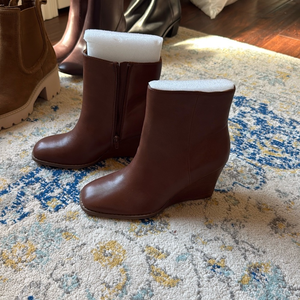 Dolce Vida Brown Leather Wedge Boot